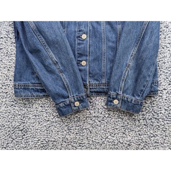 Old Navy Floral Embroidered Denim Jacket Size XL Button Up Trucker Jean Bohemian - Picture 6 of 14